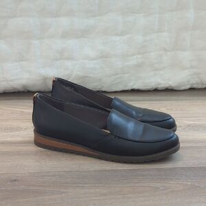 Dr. Scholl's Black Loafers Size 8 Brown Sole Comfort Slip On Flats